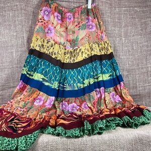 Kenar Multicolor A-Line Skirt with Floral and Animal Print
